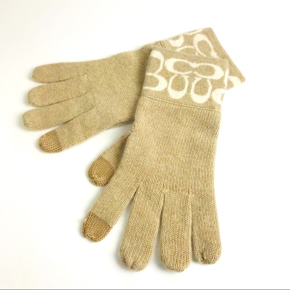 Coach Tan Signature Tech Gloves